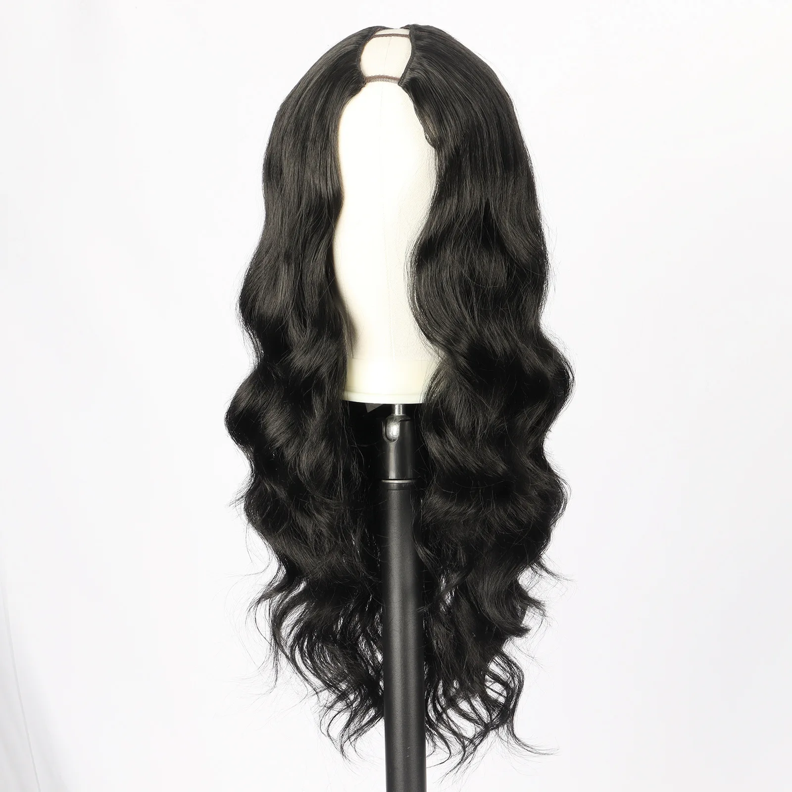 chemical fiber half-head long curly hair 5-card hair patch V part wigs