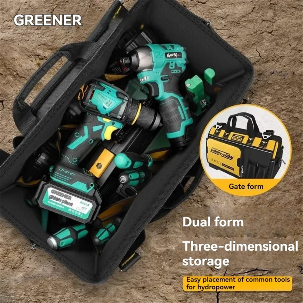 GREENER 1680D Heavy Duty Tool Bag with Shoulder Strap for Electrician Tool Organizer Pouch Man Gift
