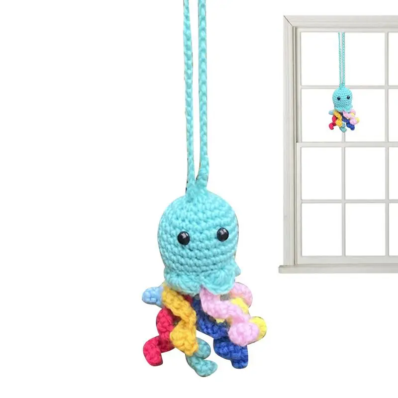 

Cute Octopus Car Decor Crochet Car Hangings Teens Interior Rear View Mirror Decoration Crochet Car Accessories