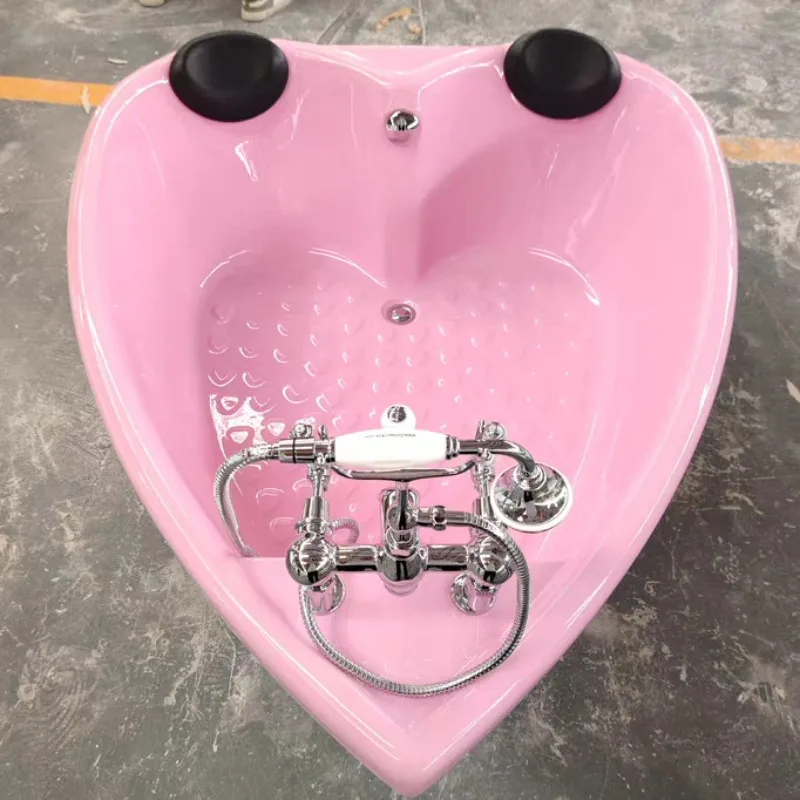 European heart-shaped couple bathtub, embedded acrylic pink bathtub 1.5m household double jacuzzi