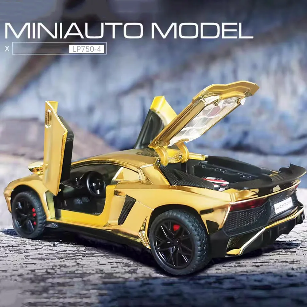 ランバー-ラバータイヤ付きスポーツカーLP750-4 g800,音楽の軽い車,ホイールのおもちゃ,子供の日のギフト,1:32スケール