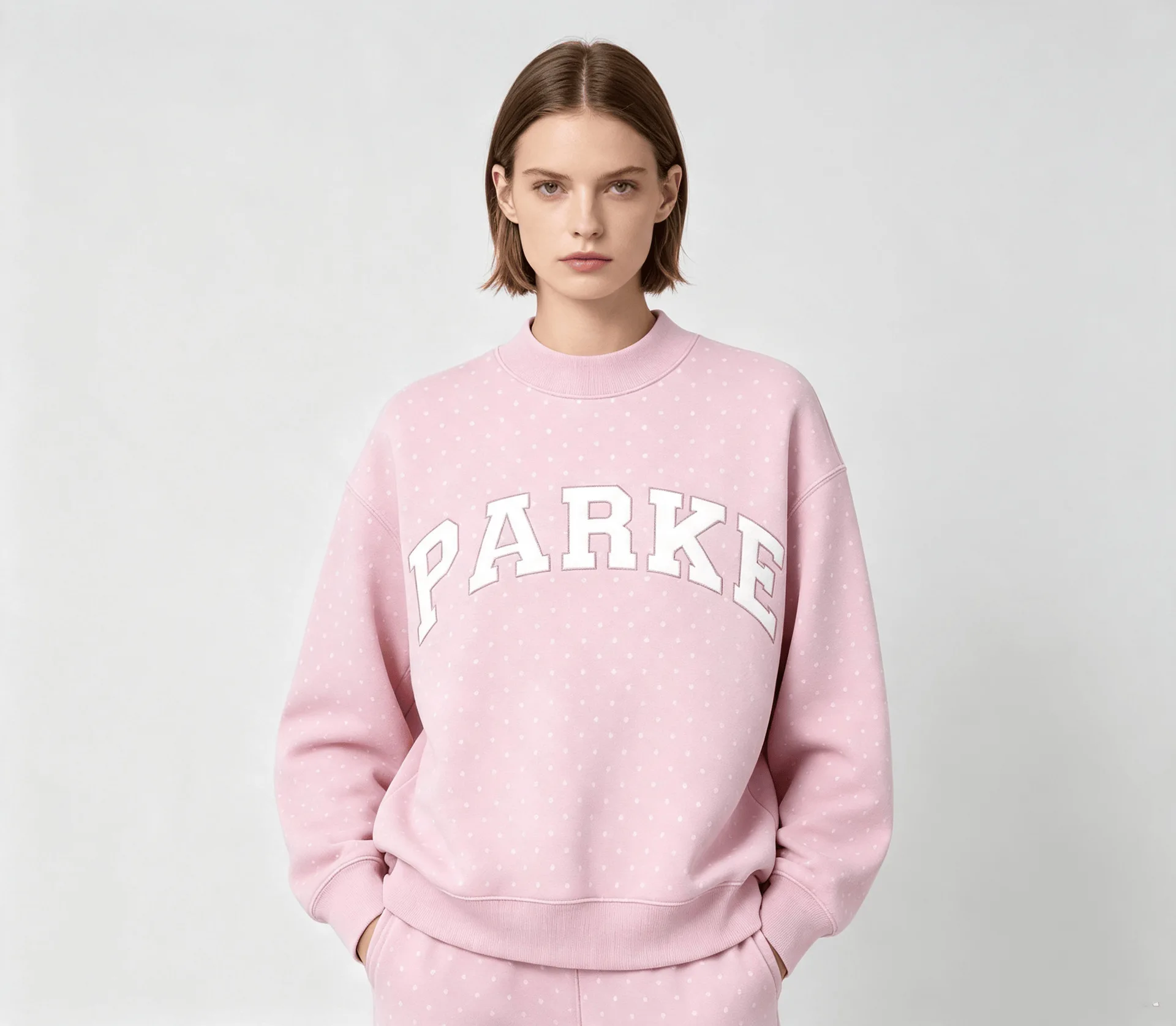 PARKE Women's High-Neck Sweatshirt Sports Fitness Embroidered Lettering Casual Cross-Border Style for Winter