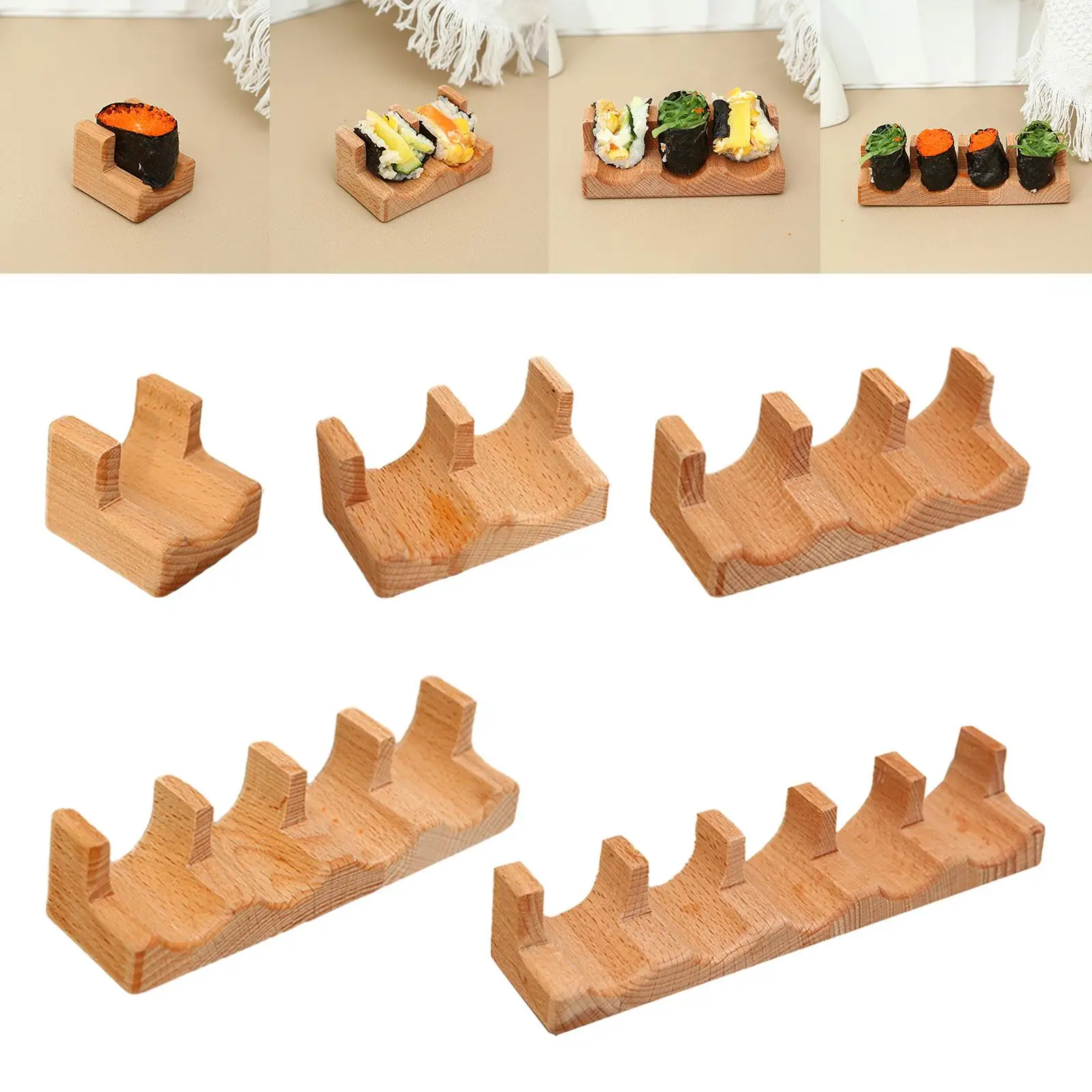 Premium Wood Taco Holder Sushi Plate Rack Decorative Tray for Dining Table Party Kitchen Display view 5