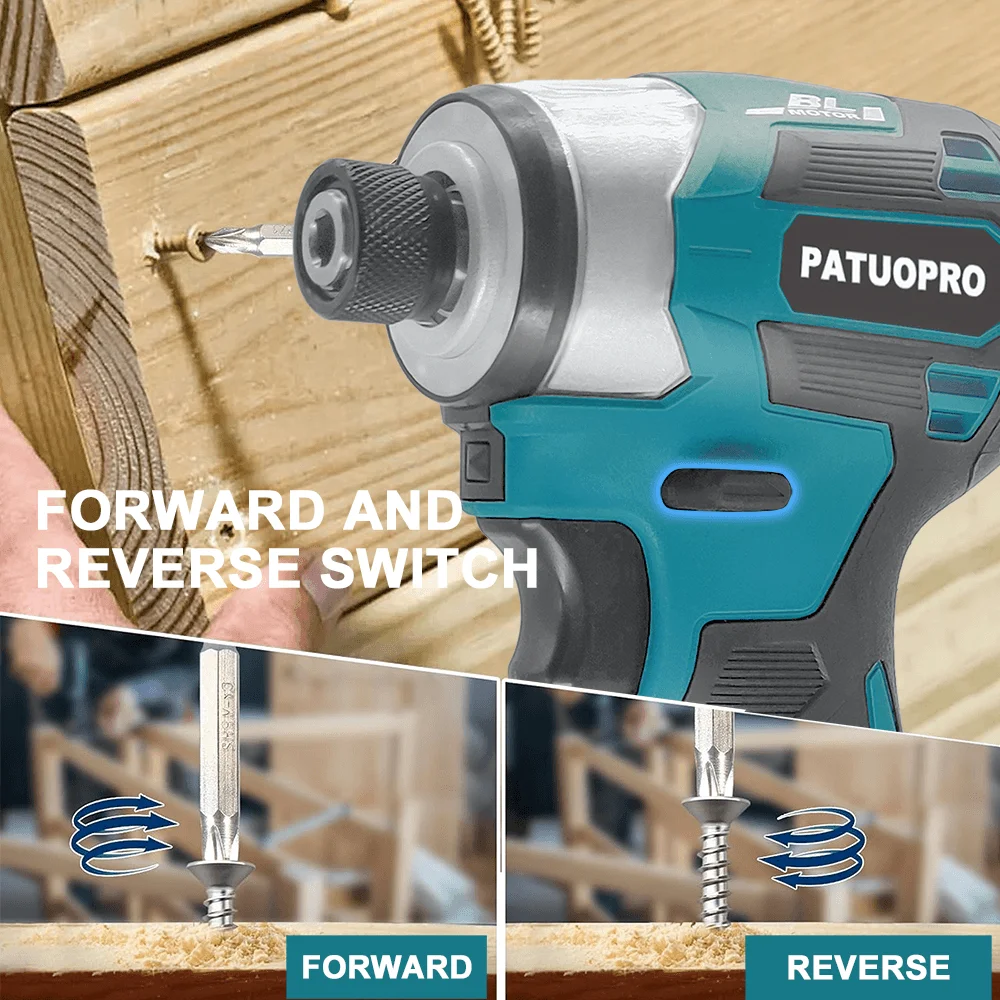 PATUOPRO 5-Speed Brushless Electric Screwdriver 1/4 Inch Cordless Electric Impact Driver Fit Makita 18V Battery(No Battery) image 2