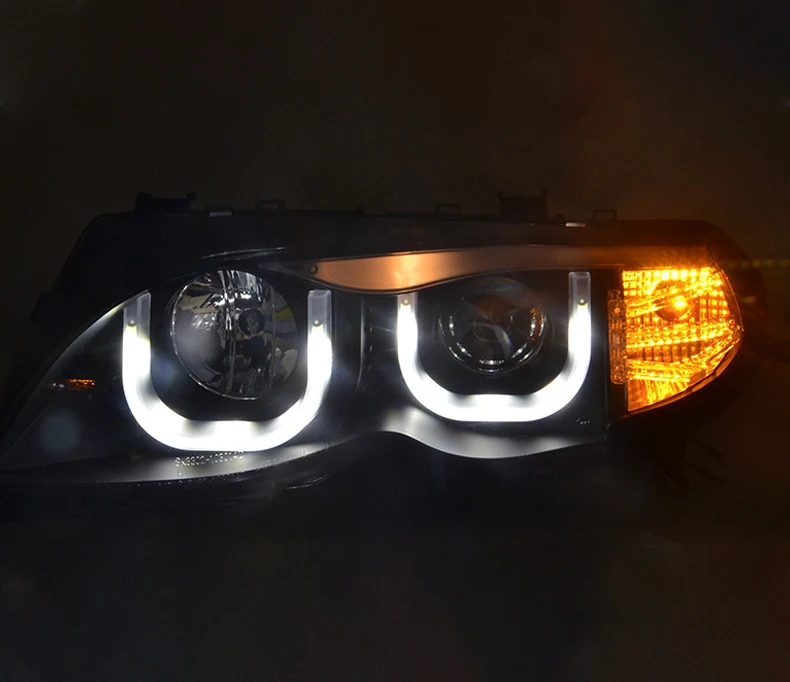 Atacado facelift e46 ângulo frontal olho led halogênio cabeça lâmpada farol para bmw série 3 e46 1998-2002