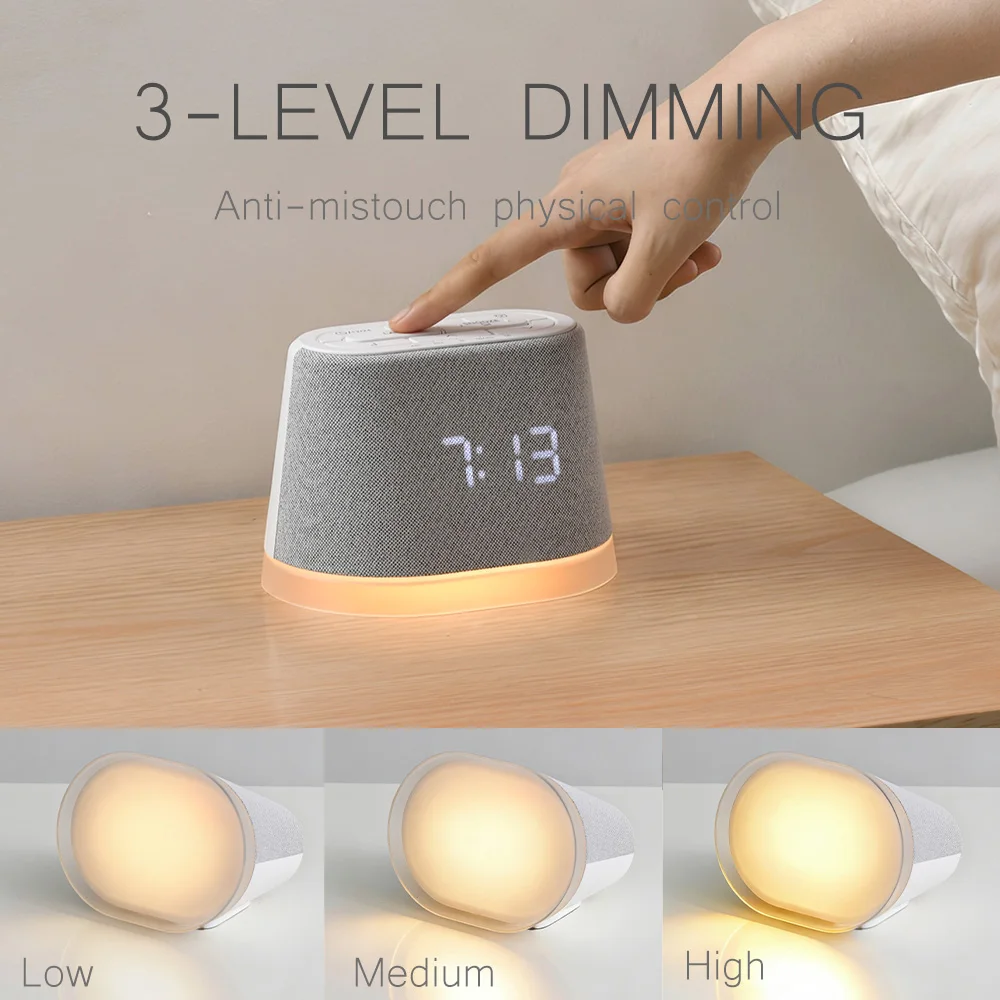 WILIT Bedhead Alarm Clock White Noise Time Display Adjustable Volume Brightness Night Light Atmosphere Light Gift view 5