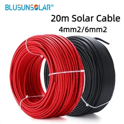 20 Meters 1500V Solar Photovoltaic Wire Red Black Single Core 4mm2/6mm2 12/10AWG Cable Tinned Copper XLPE Jacket for PV Panels