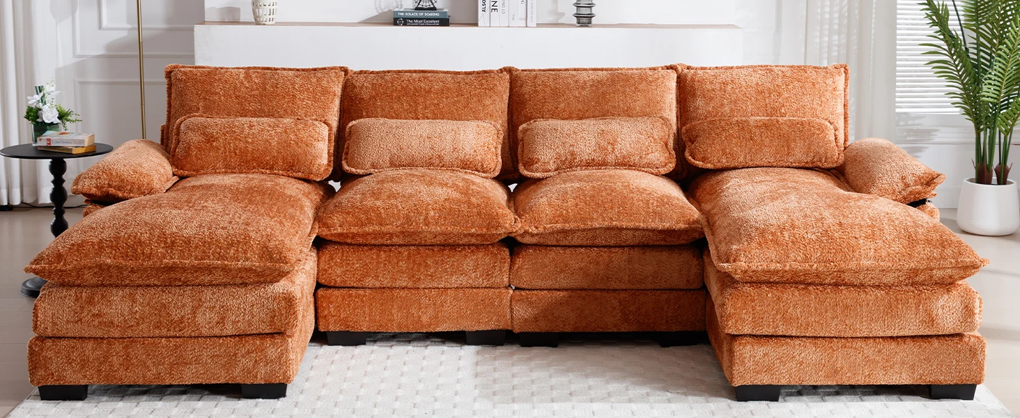 orange sectional sofa