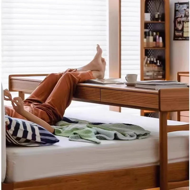 Mesita de noche extraíble para dormitorio, escritorio de cama de madera maciza, mesita de noche, mesa larga