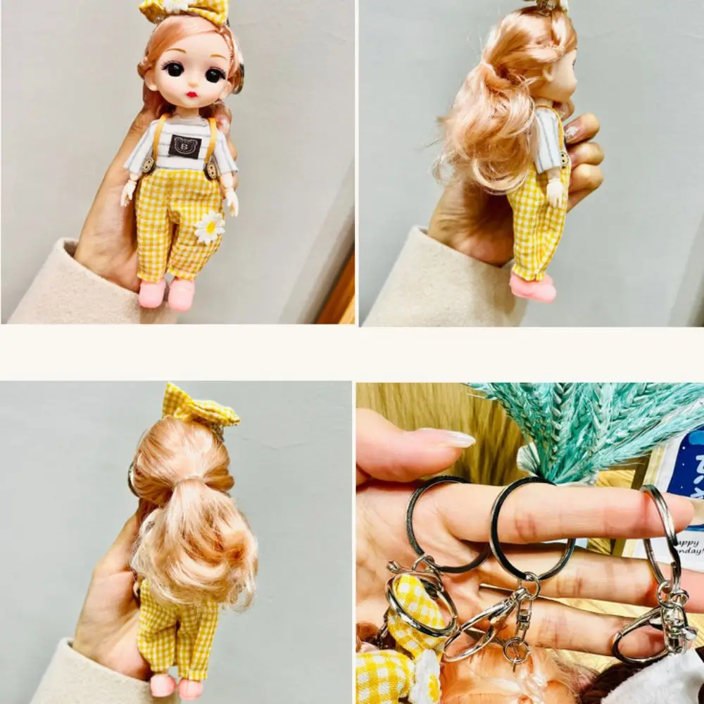 Multi-style Babi Girl Keychain with Hair Attractive Eyes Fully Dressed Babi Girl Pendant Cartoon Colorful Babi Girl Bag Charms