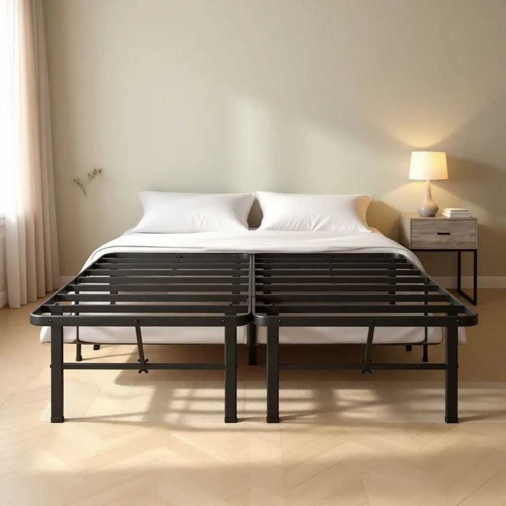 

Металлическая кровать-платформа Queen-size 14 дюймов, сверхпрочная стальная конструкция, быстрая сборка, не требует пружинного блока, экологичная