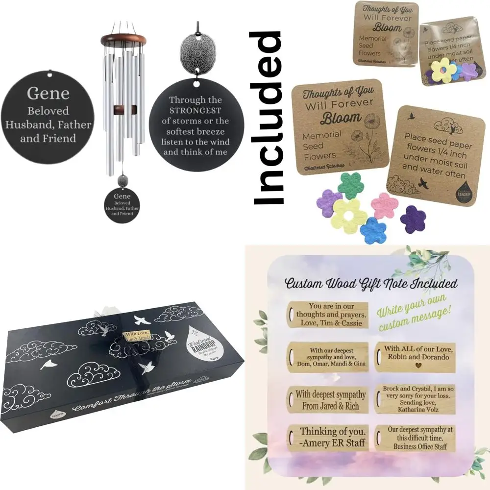 

elegant 28" silver tone sympathy wind chime - honoring loved ones with deep tones