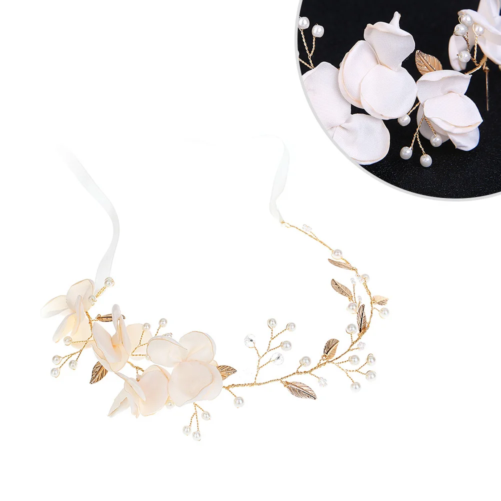 سلسلة شعر كلاسيكية من القماش البيج، عصابة رأس أنيقة لحفلات الزفاف، إكسسوارات للشعر للنساء