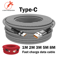 6A Extended USB TYPE-C Cable Braided Data Micro Cable for Samsung Huawei Xiaomi Switch Sony PS5 TYPE-C 8m 5m 3m 2m 1.5m 1m Cable