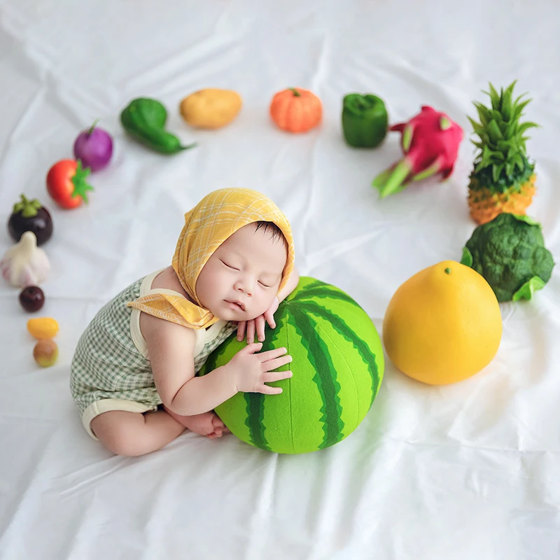 Vêtements de photographie de style fruit d'été pour bébé, accessoires de prise de vue photo, fond nouveau-né, simulation de pose de légumes