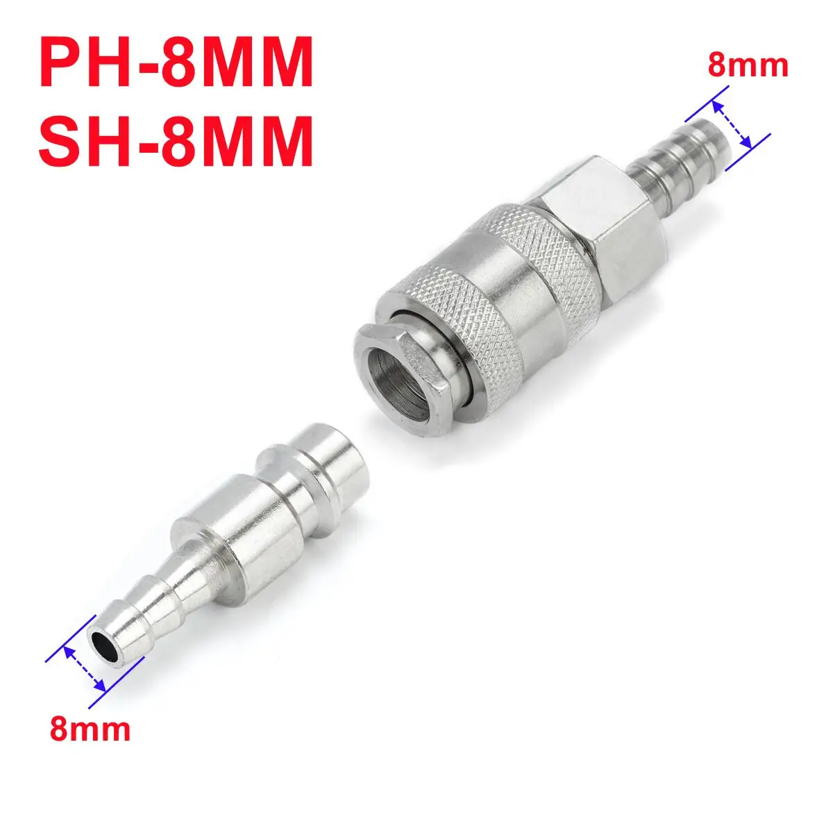 1Set Europese EU Type Pneumatische Fitting Connector Snelkoppeling Voor Luchtcompressor Slang Barb Nozzle SH PH 6MM 8MM 10MM