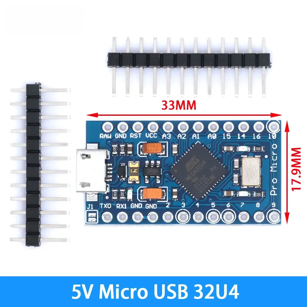 New Pro Micro 3.3V 8Mhz For Arduino ATmega32U4 5V/16MHz Module With 2 Row Pin Header For Leonardo