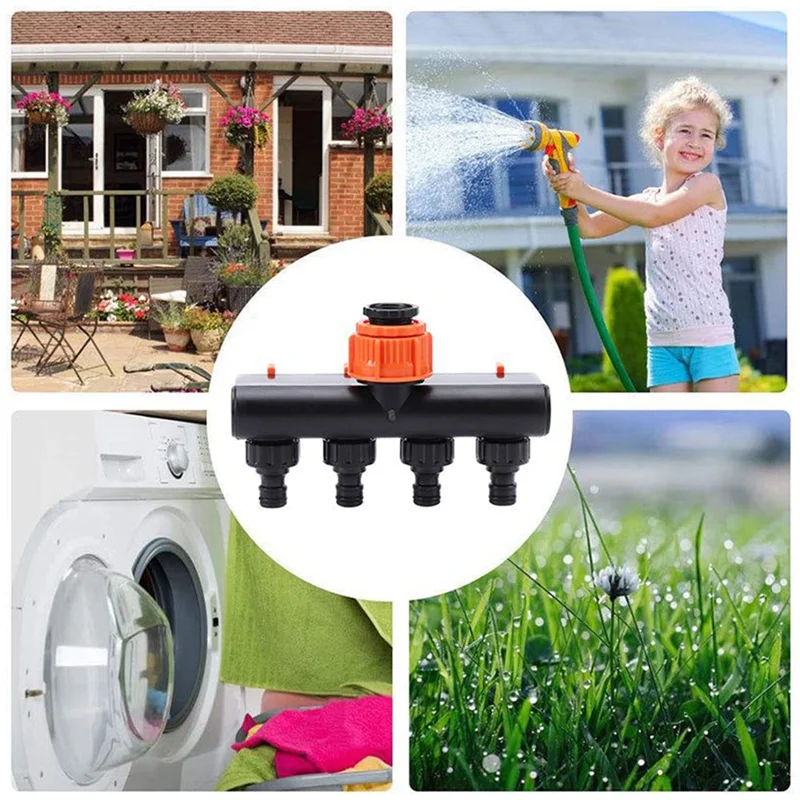 

A76X-For Lawn Irrigation 4 Way Garden Hose Pipe Splitter Faucet Connector Four Switches