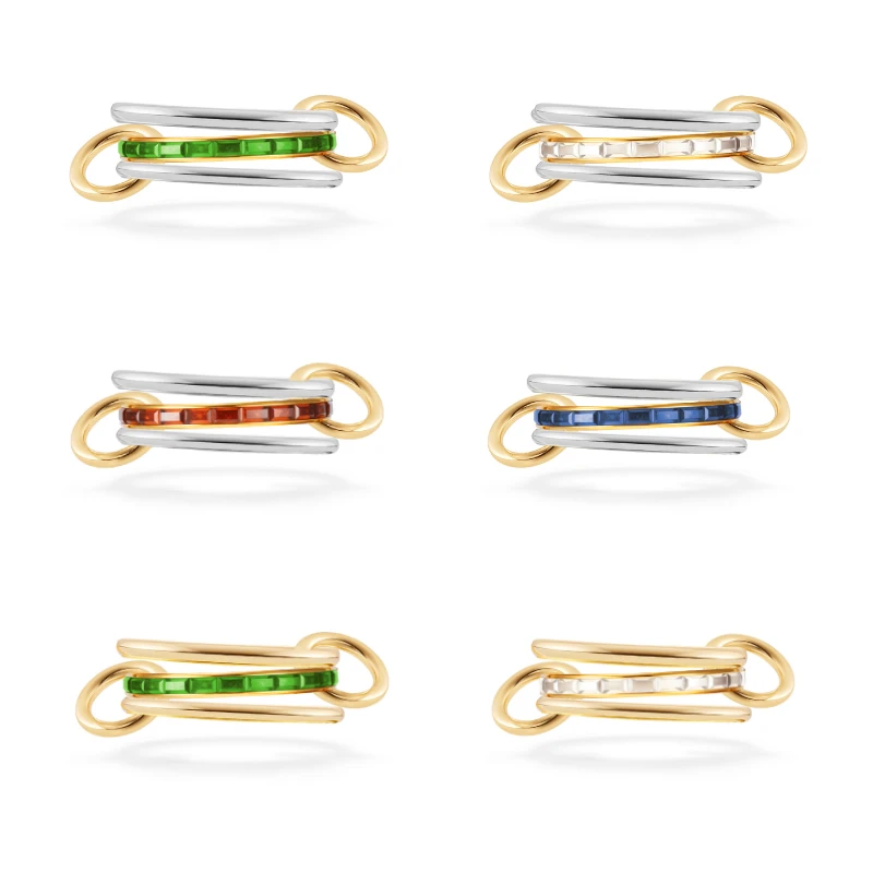 

European and American three-layer three ring full diamond stacked ring women's titanium steel plated 18K gold light luxury high-