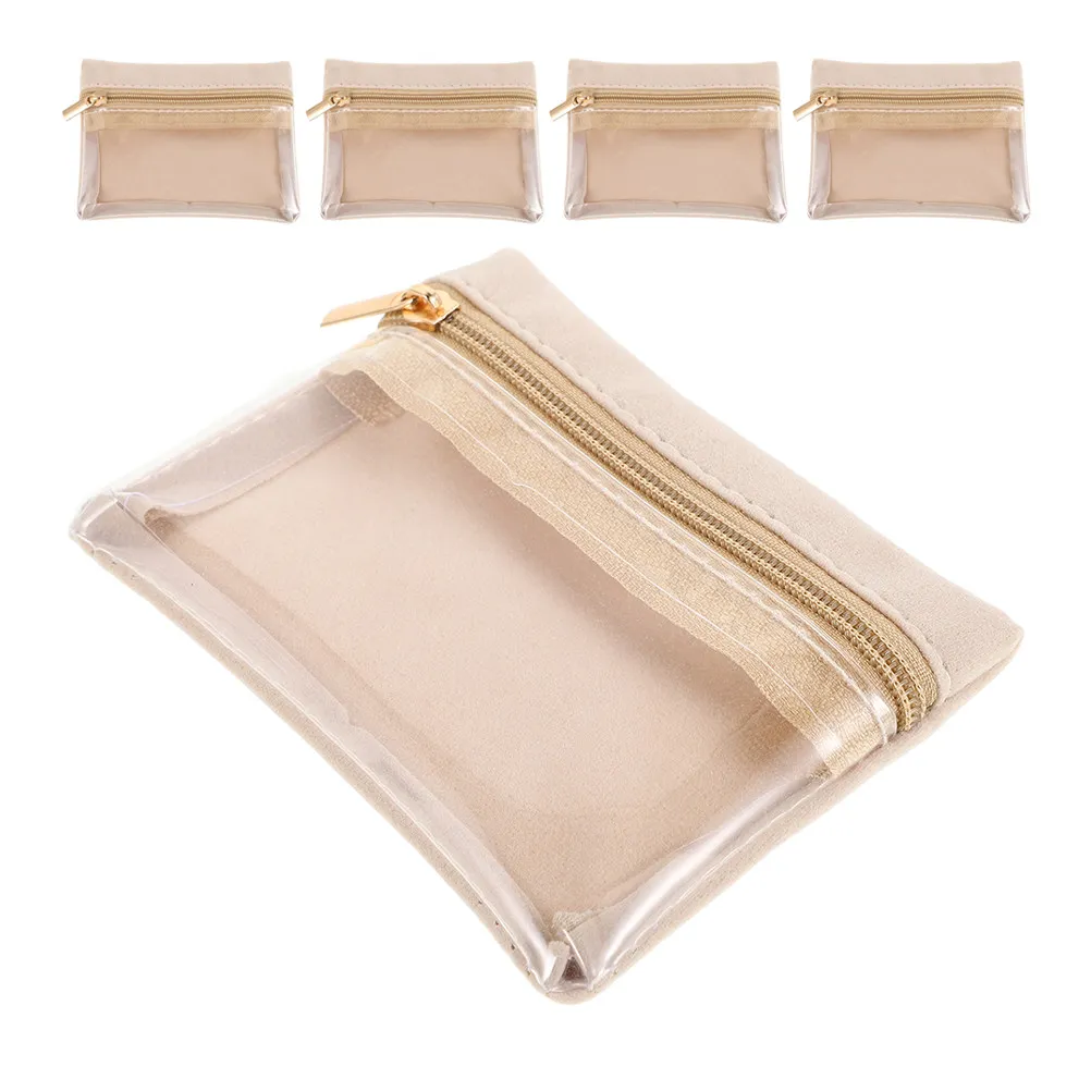 

5 шт. мини-прозрачных сумок для хранения украшений, дорожные органайзеры на молнии для колец, серег, браслетов, портативный футляр для ювелирных изделий