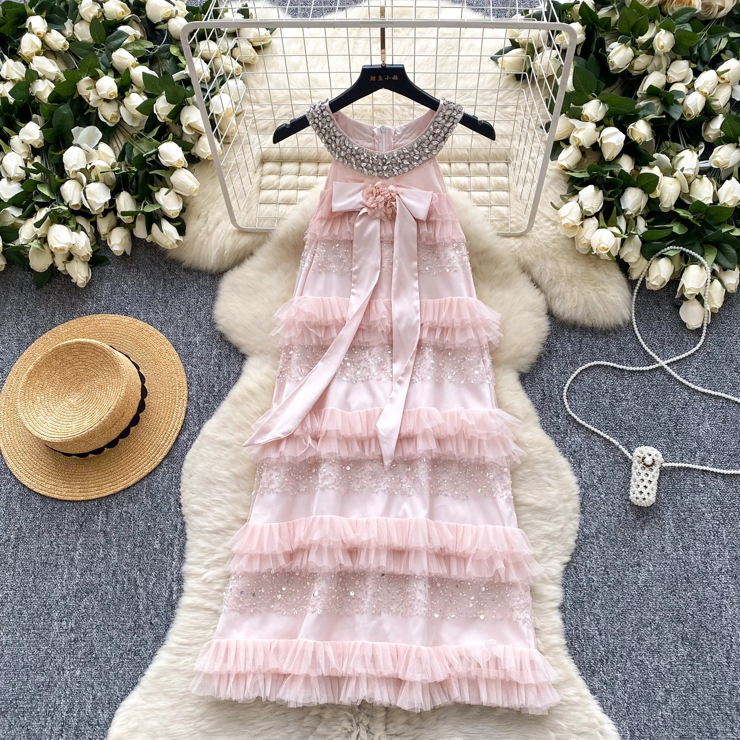 Halter rhinestone butterfly sequin Backless Dress Sexy Off Shoulder Elegant Evening Party Women Fashion Vintage Vestidos