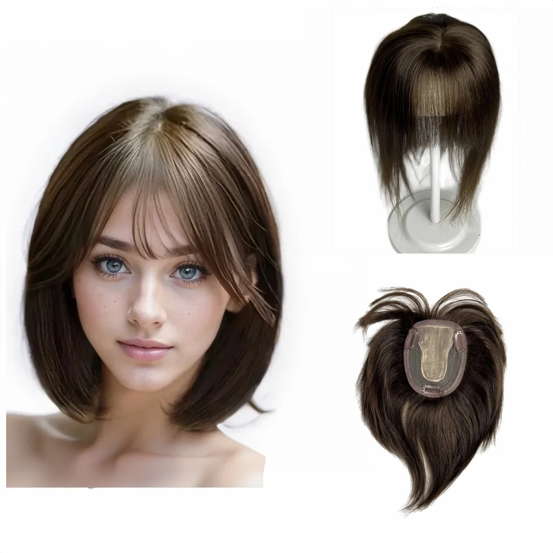 10x12 Lace Base Natural Human Hair Toppers for Women Brazilian Clips In Hairpiece Extension For Rare Hair Cover Grey Hair