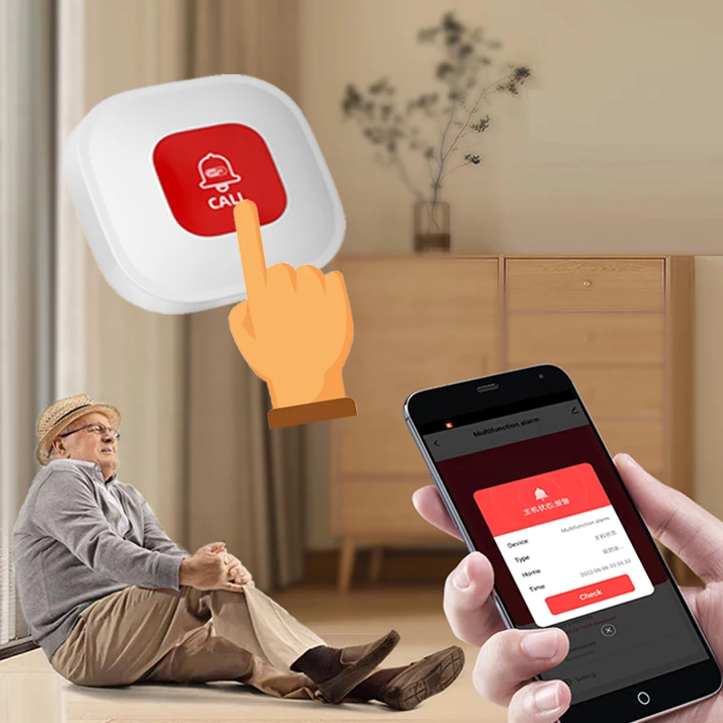 Tuya-Home Burglar Alarm Button, SOS Button, Idosos Pânico De Emergência, Old Man Autodefesa Pessoal, Wi-Fi, Smart Life App