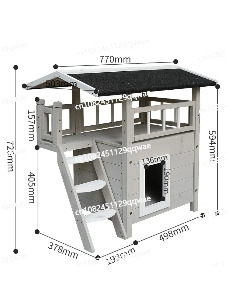 Outdoor Nest Villa Summer Double Solid Wood Home Wandering Cat Four Seasons Cat Cage Wooden House