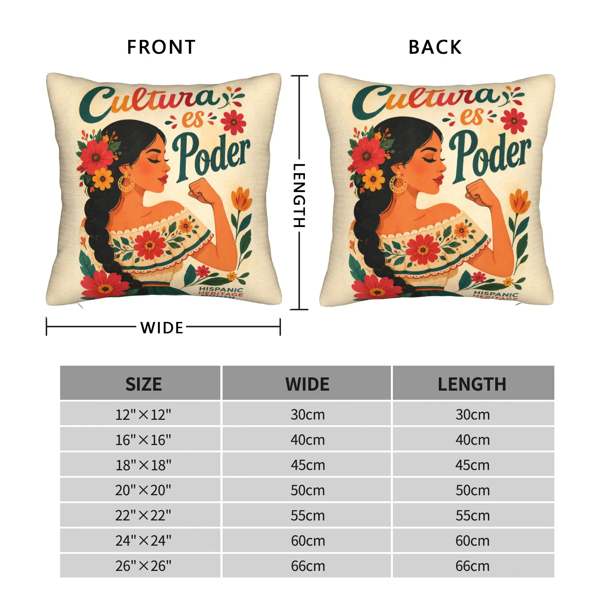 Cultura ES Poder Hispanic Heritage Pillow Case  Comfy Pillow Cover Retro Trendy Cushion Cover For Wedding Party Home Decor