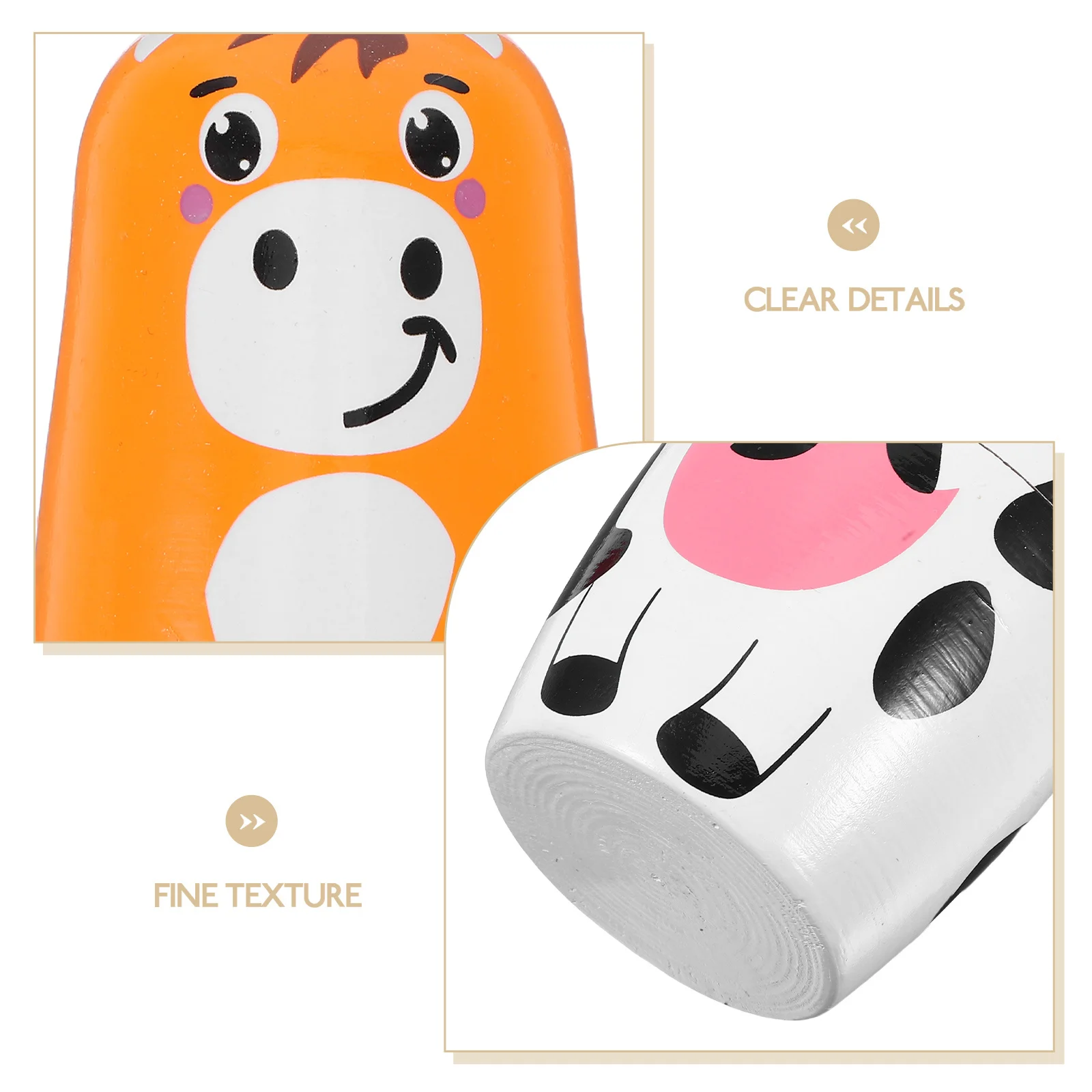 1 مجموعة خشبية التعشيش الحيوان نمط ماتريوشكا النمط الروسي التراص الديكور سطح المكتب التعليمية تطوير الدماغ هدية