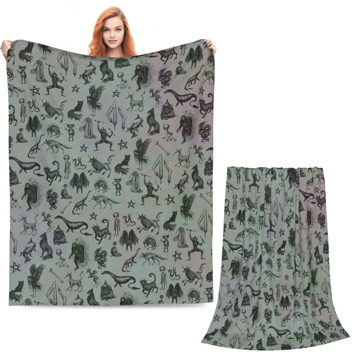 Cryptid Crew Blankets Soft Warm Flannel Throw Blanket Bedspread for Bed Living room Picnic Travel Home Sofa