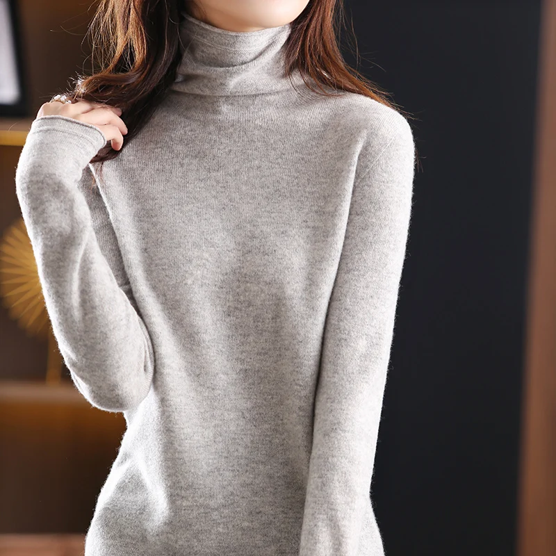 Tailor Sheep Women Sweaters 100% Merino Wool Turtleneck Knitted Pullovers Ruffled Collar Fashion Jumper Made Of Woven Thread