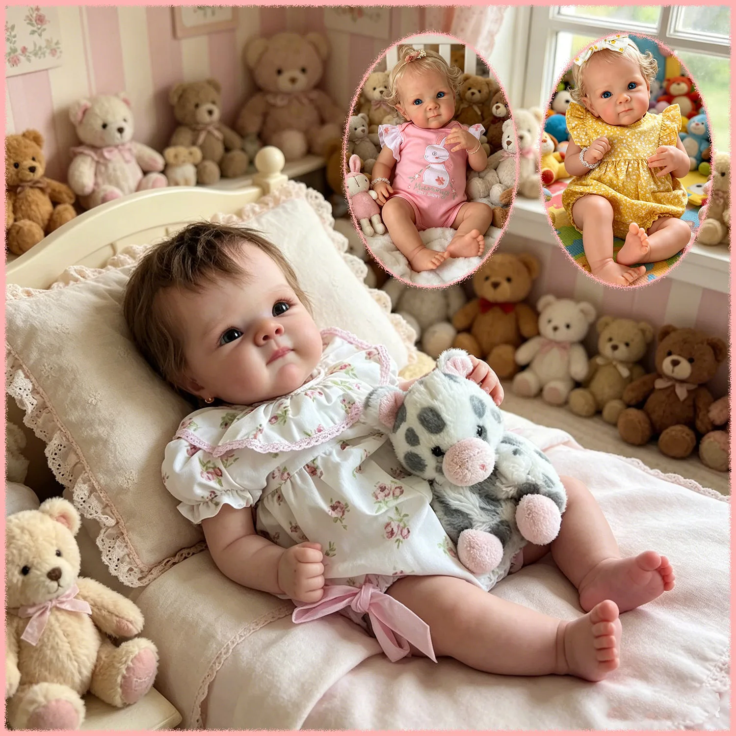 

Cotton body/Full vinyl girl body 18inch Bettie Lifelike Reborn Doll Multiple Layers Painting With Visbile Veins Hand Root Hair