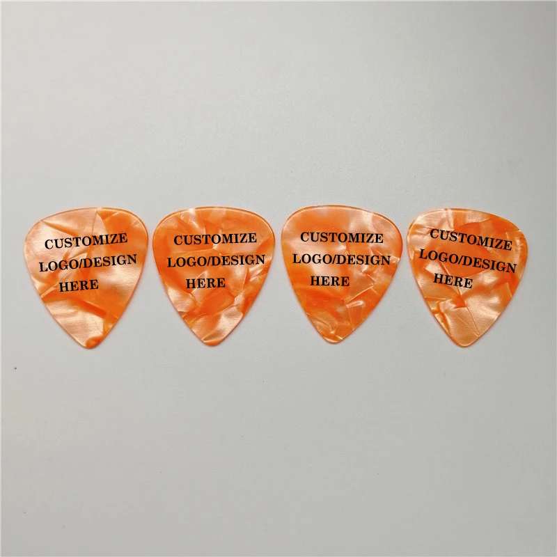 100pcs menyesuaikan pada warna mutiara gitar seluloid pick melakukan Logo Anda sendiri desain cetak kedua sisi gitar pick