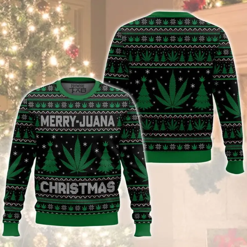 

420 Merry Juana Tobacco Ugly Christmas Sweater Novel Holiday Party Pullover Plus Size Sweater for Men Womens Xmas Gift 2026