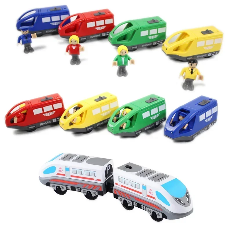 Kid Magnetic Electric Train  with Little Doll Diecast Slot Toy Railway Wood Track Compatible Locomotive Electric Rail Train