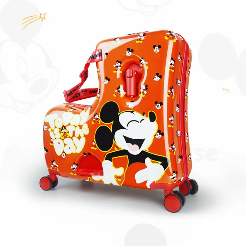 Disney Children\'s Travel Suitcase Cartoon Kid\'s Luggage Sat and Ridden Luggage for Children PC Zipper Travel Suitcase on Wheels