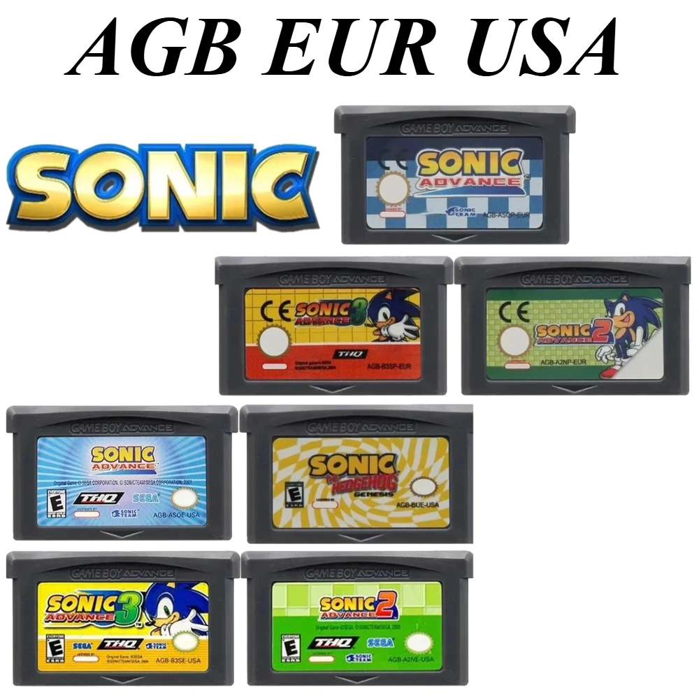

USA/EUR Premium 32 Bit Video Game Cartridge Sonic Advance 1/2/3 - for GBA/GBA NDS (GBA Slot) | High-Quality & Nice Gift for Kid