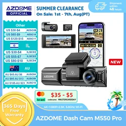 Upgrade AZDOME M550 Pro Dash Cam 4K Front Dashcam Auto 5.8Ghz Wi-Fi GPS G-sensor Car DVR 6 IR Night Vision Parking Monitor