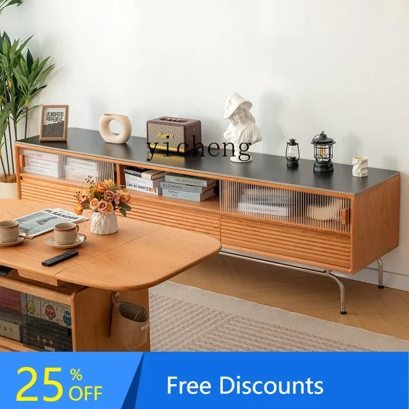 خزانة تلفزيون من الخشب الصلب بالكامل AA، شقة منزلية صغيرة، غرفة معيشة، خزانة تلفزيون معلقة جديدة وبسيطة