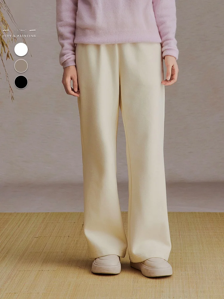 

Simple Elegant Pure Color Straight Leg Bell Bottom Pants for Women Winter Casual Trousers Versatile Long Pants Ladies Fashion