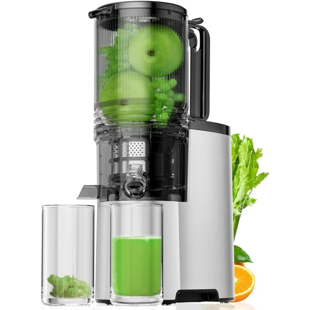 

Cold Press Juicer, 5.4" Extra Large Feed Chute Fit Whole Fruits & Vegetables, 350W Professional Slow Masticating Juicer Machines