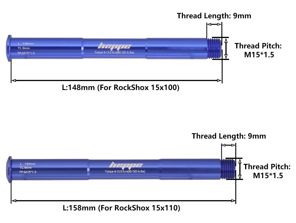 HEPPE Fahrrad Vorderradgabel Steckachse MTB Gabel Zylinderschaft M15 Steckachse Spieß Mehrfarbige Achse für 15x100 15x110 ROCKSHOX Gabel – Detail 12
