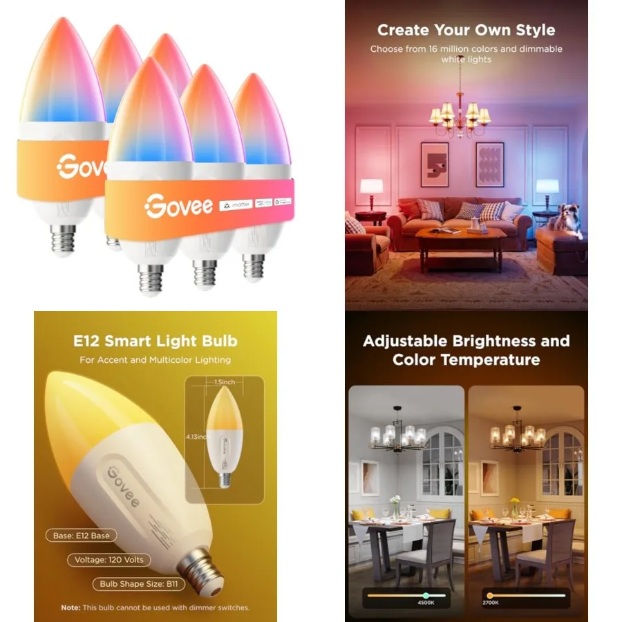 E12 LED Bulb compatible with Matter, Alexa, and Google Assistant