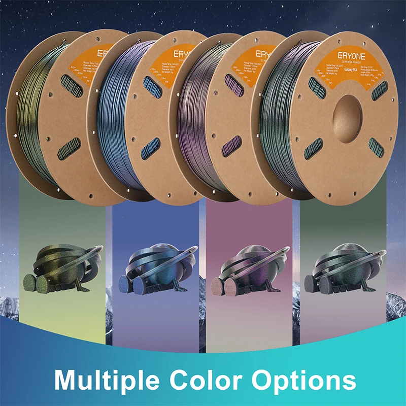 Eryone 3KG Galaxy PLA Filament 3D Print, Multicolor Available, 3KG Galaxy PLA Filament, Sparkle Shining, 1KG/Spool