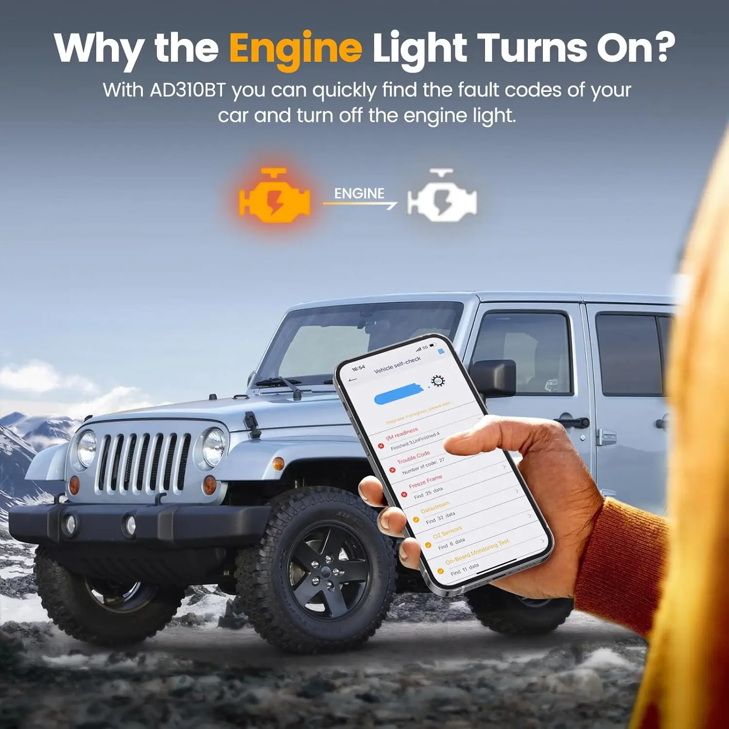 AD310 AD530 Obd2 الماسح الضوئي بلوتوث، قارئات الرمز لضوء محرك السيارة الماسح الضوئي للسيارات