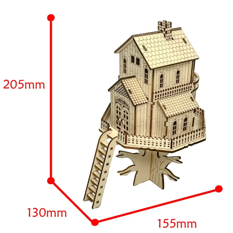Wooden Treehouse 3D Puzzle Model DIY Construction Kit Creative Treehouse Building Set Home Decor Handcrafted Model