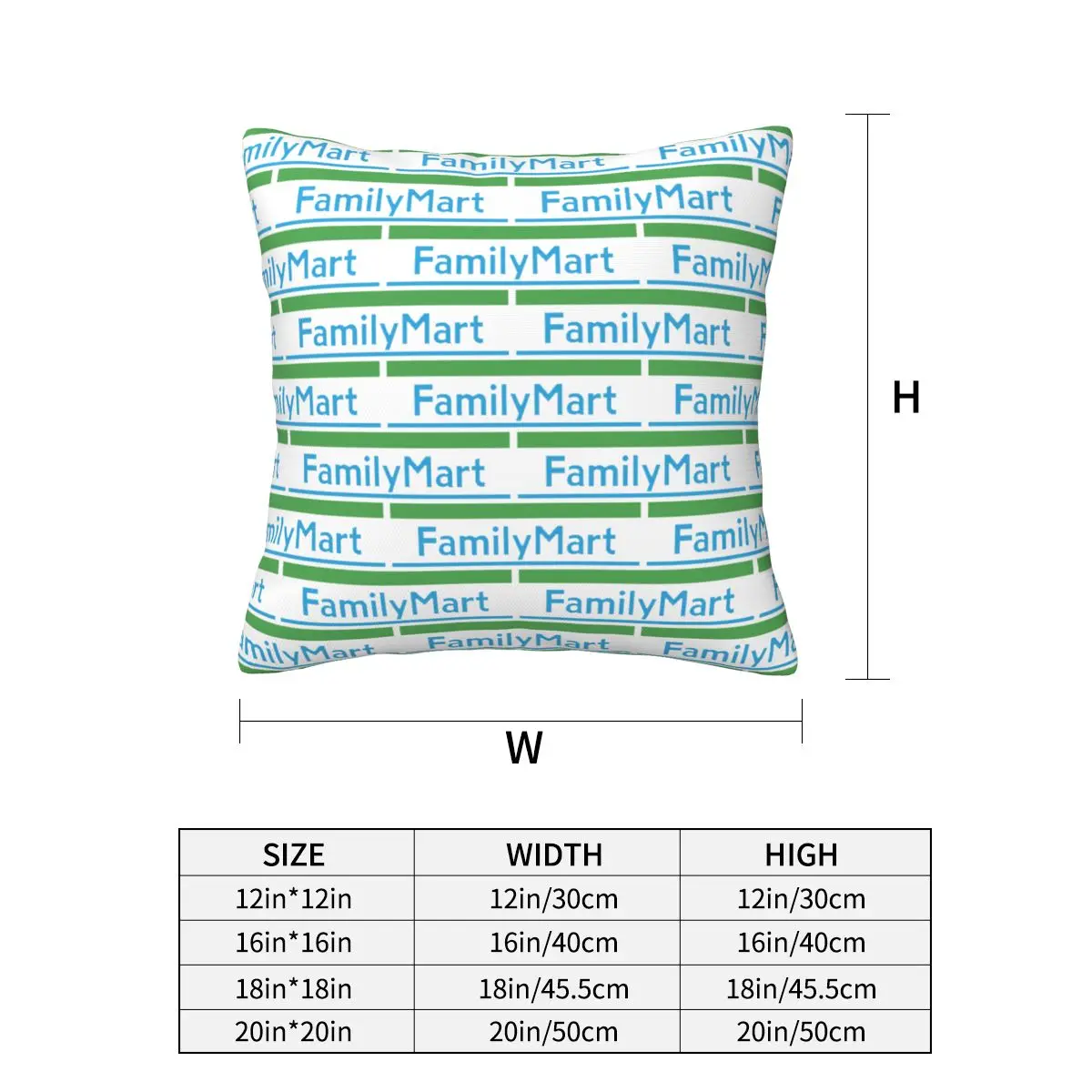 Family Mart Logo Japan (Konbini) Square Pillowcase Pillow Cover Cushion Zip Decorative Comfort Throw Pillow for Home Living Room