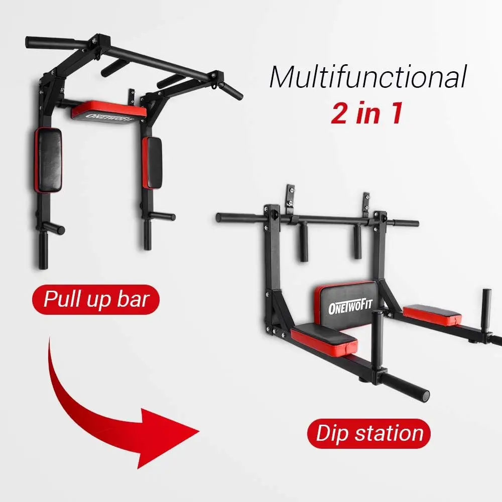 Multifunctional Wall Mounted Pull Up Bar Chin Up bar Dip Station for Indoor Home Gym Workout, Power Tower Set Training