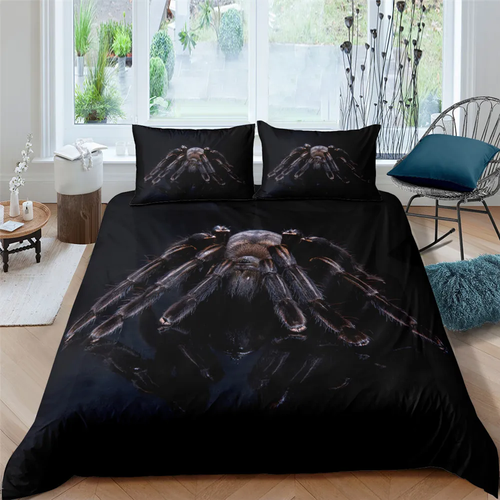 3D Spider Printed King Queen Duvet Cover Cute Scary Animal Bedding Set Natural Wildlife Comforter Cover Polyester Quilt Cover